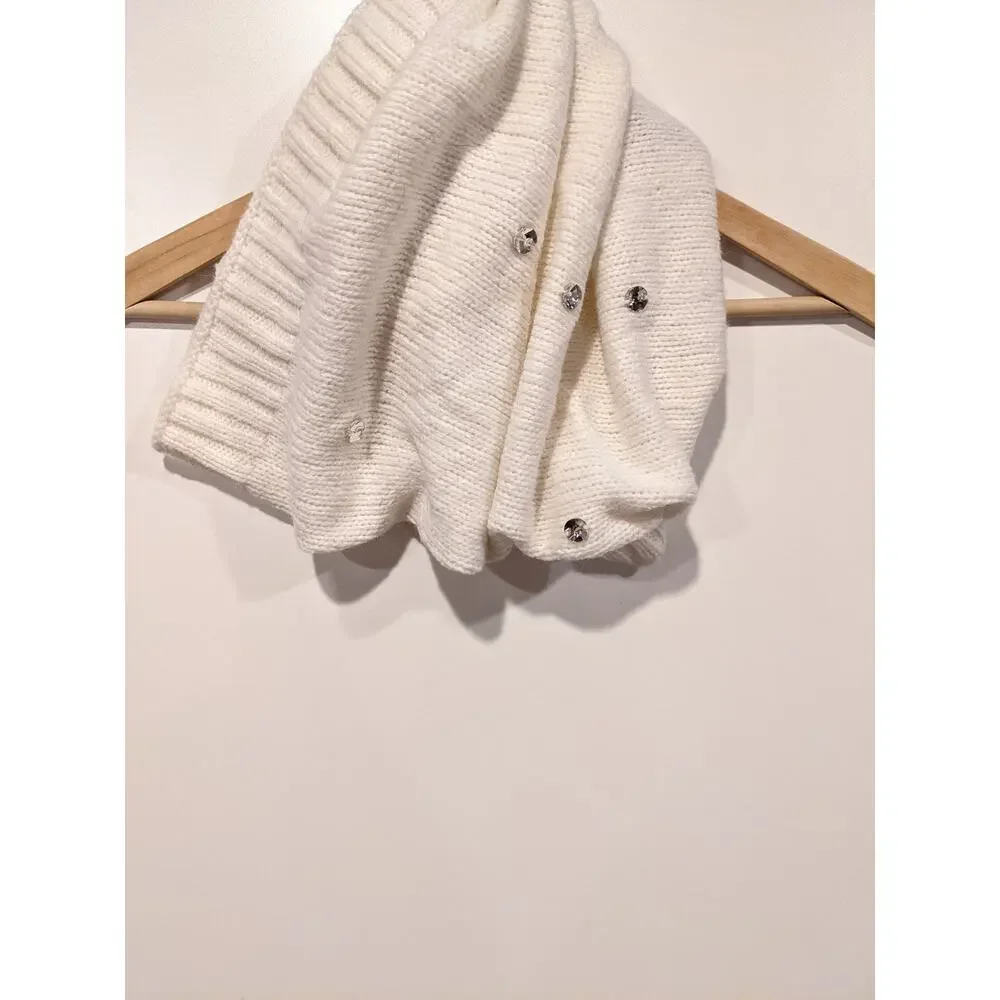 Victoria's Secret Knit Scarf Neck Warmer White‎ Rhinestones Preppy Girlie Ski
